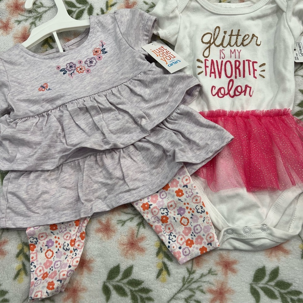 Floral Baby Outfit with Pink Tutu Onsie
